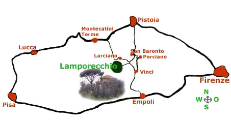 Karte Toscana mit Lamporecchio